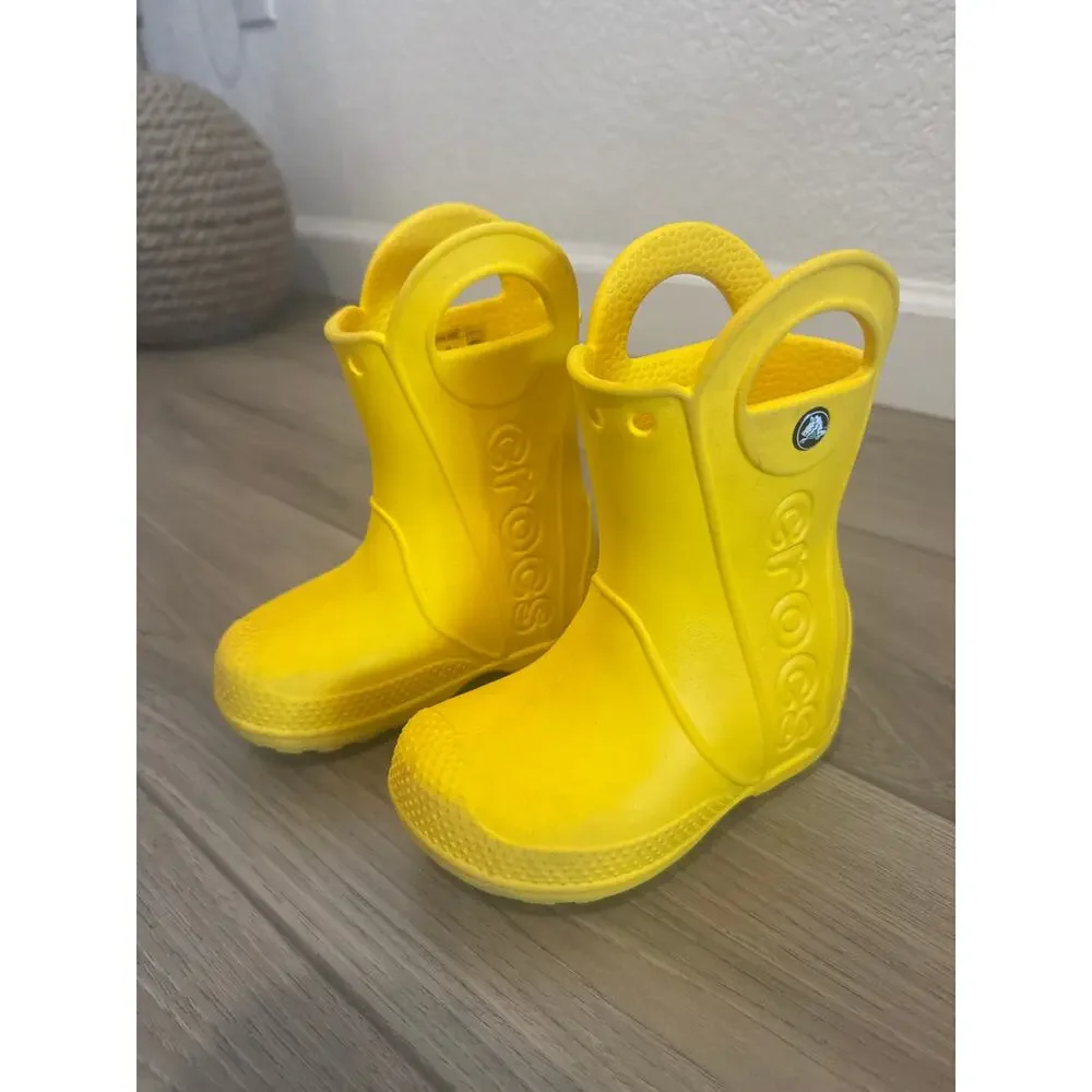 Crocs Handle It Rain Boots Toddler Kids C7 Yellow Waterproof Rain Boots